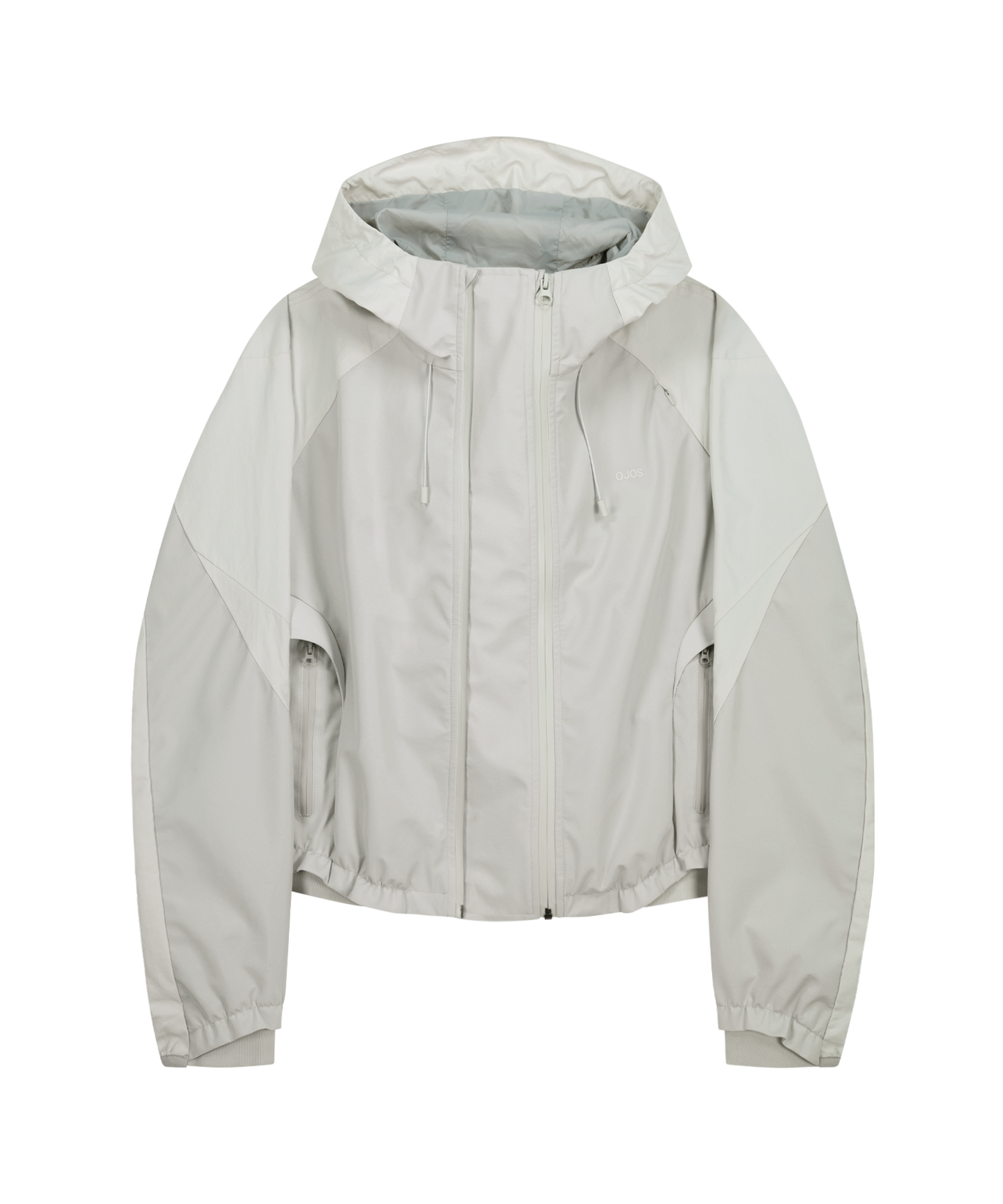 PANELED CROP SHELL JACKET WARM GREY