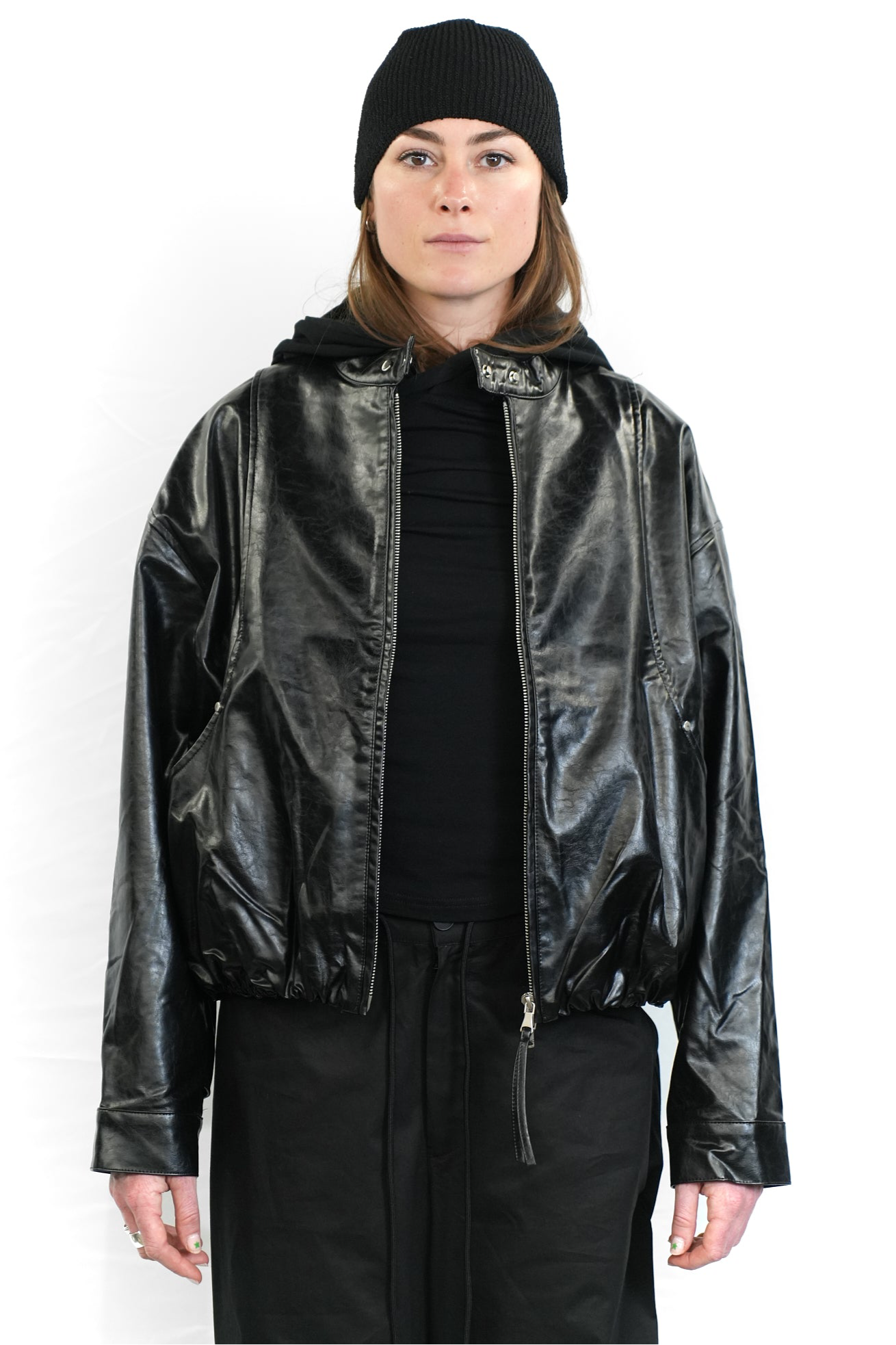 BLACK GLOSSY PU JACKET