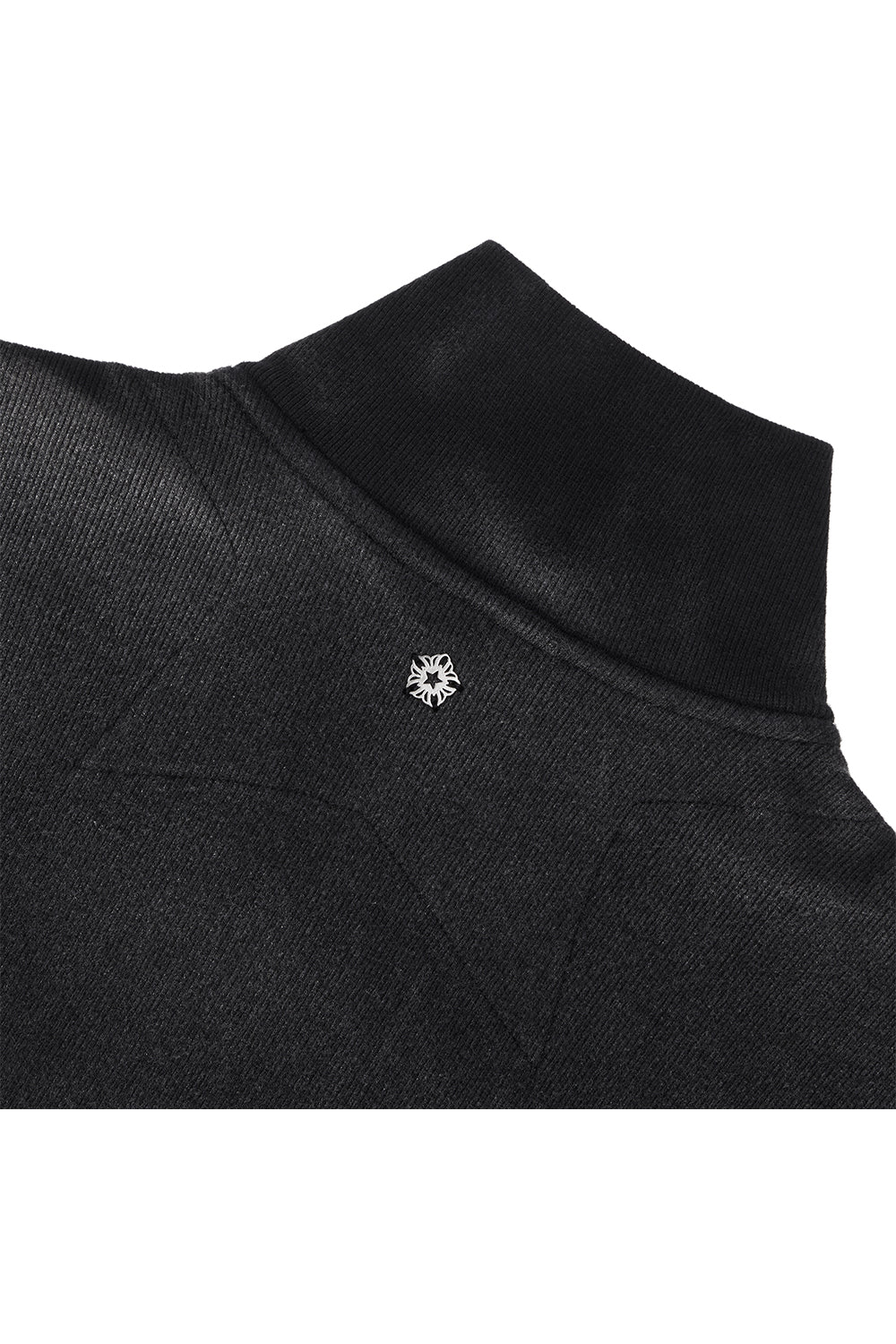 BLEACH WASHED ASYMMETRIC COTTON TOP BLACK