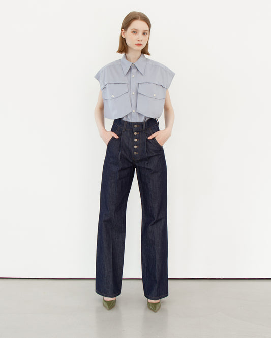 OCT31 ATTACHED POCKET SLEEVELESS SHIRT