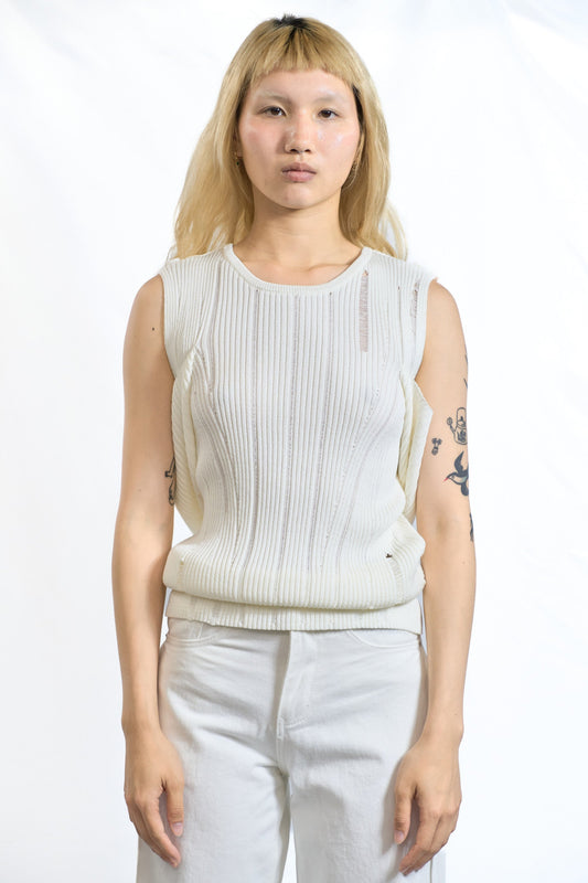 DECONSTRUCTED SLEEVE KNIT IVORY