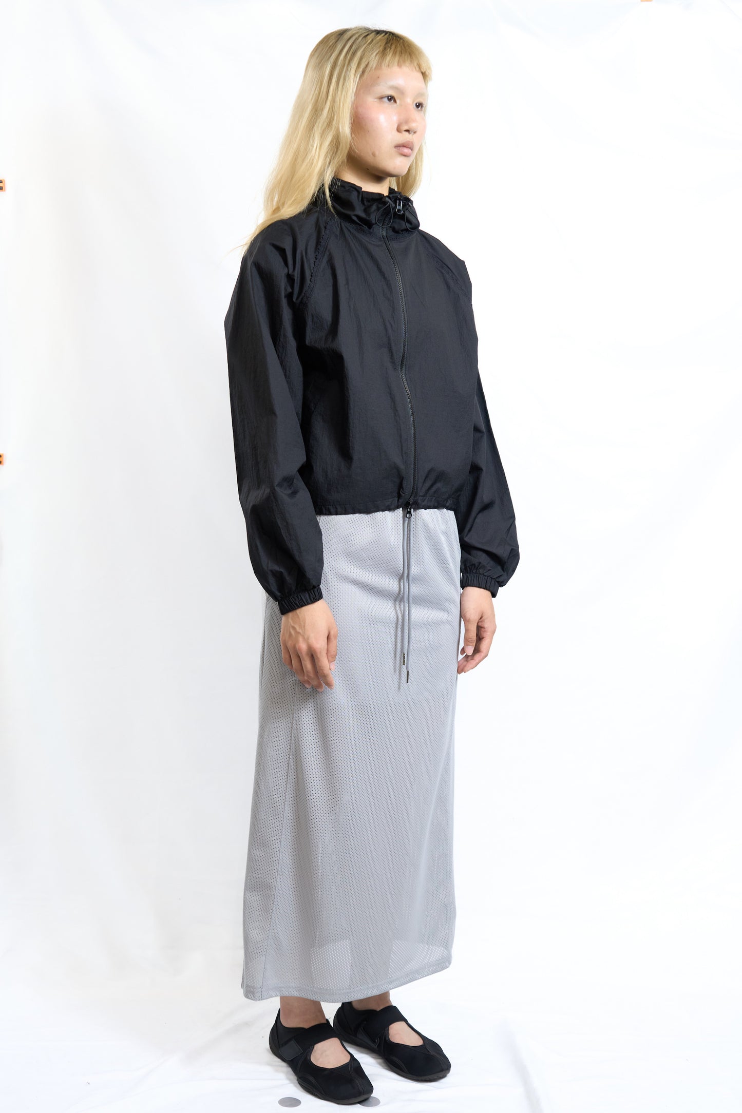 SPORTY MESH DRAWSTRING SKIRT GREY