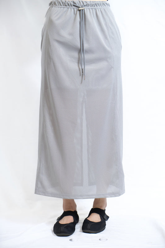 SPORTY MESH DRAWSTRING SKIRT GREY