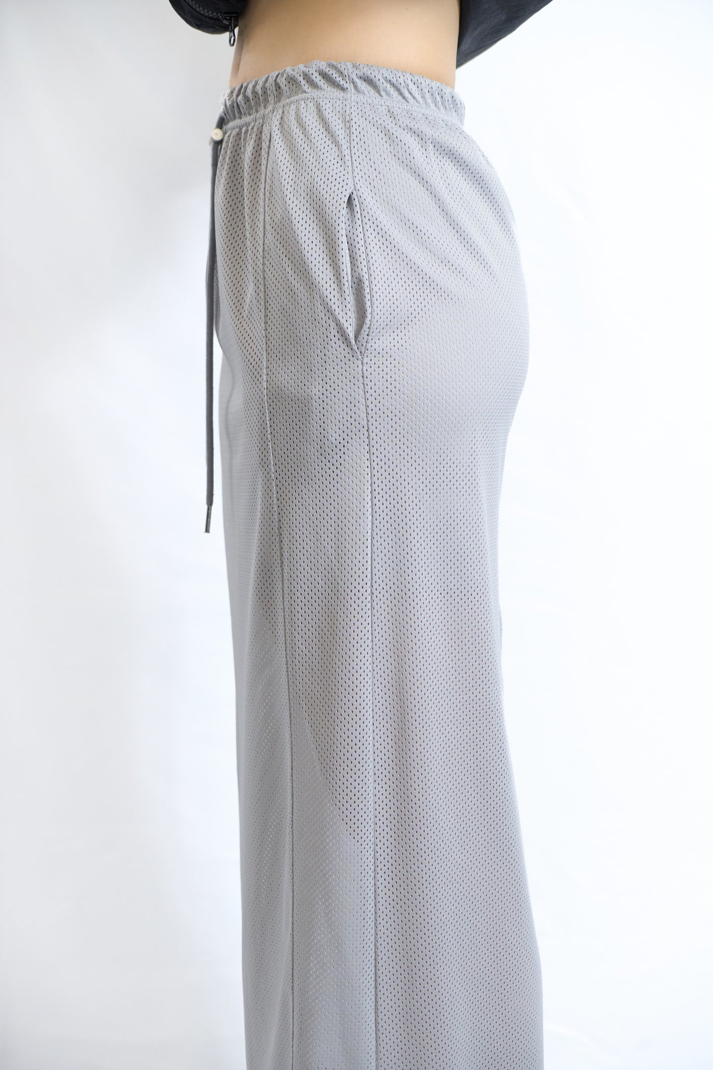 SPORTY MESH DRAWSTRING SKIRT GREY