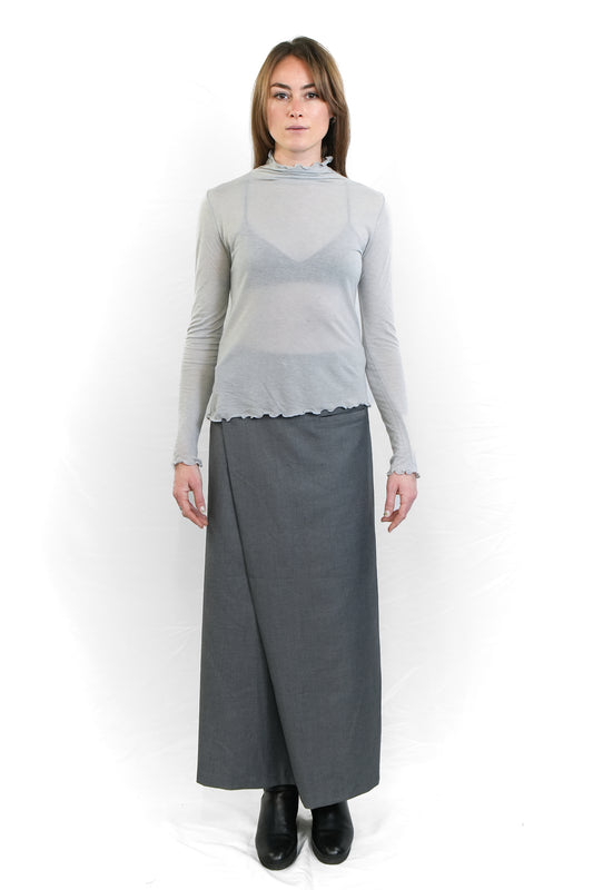 GREY SEMI-SHEER TENCEL WOOL TOP