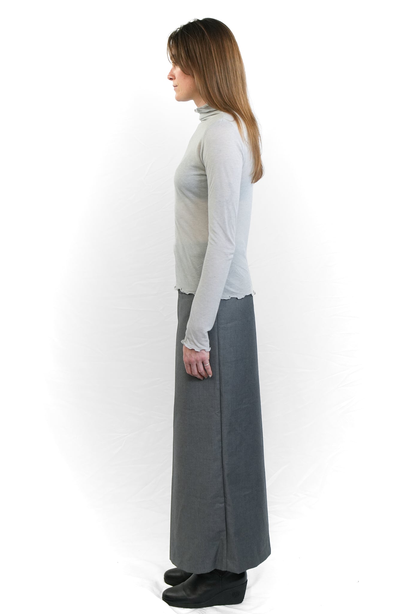 GREY SEMI-SHEER TENCEL WOOL TOP