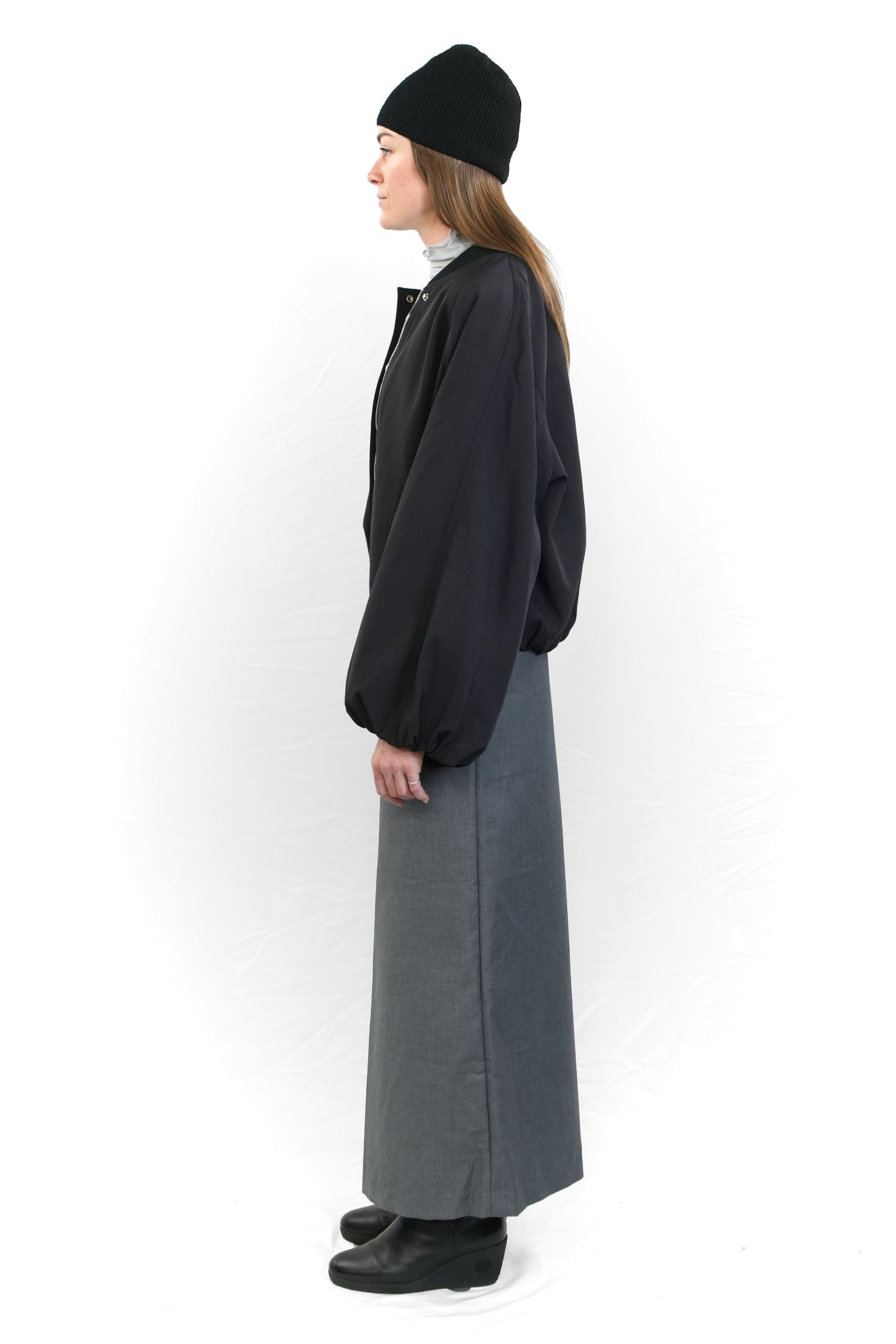 BLACK NYLON BLOUSON JACKET