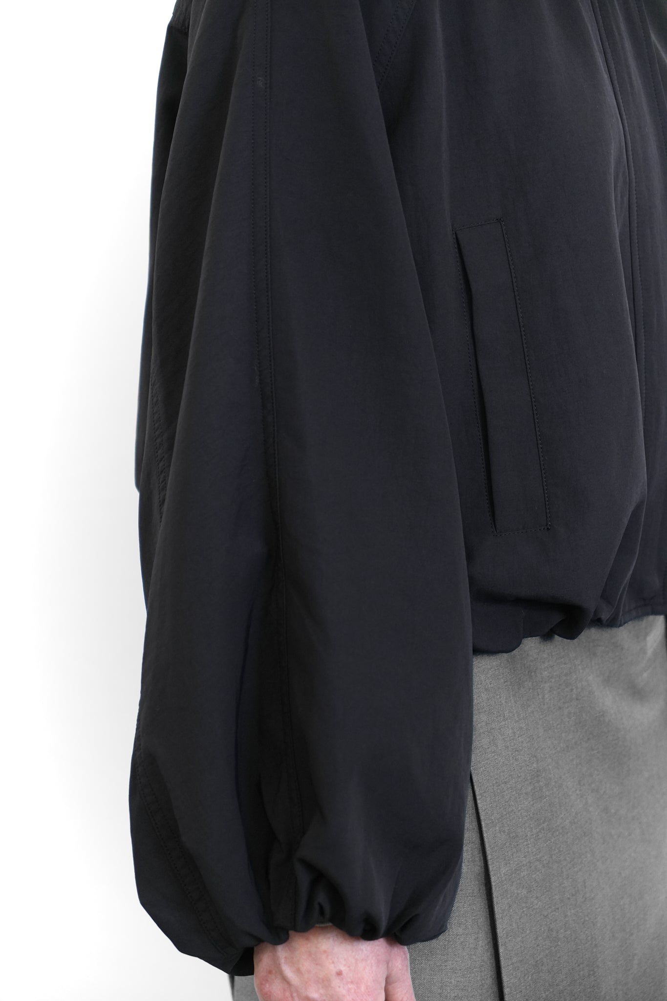 BLACK NYLON BLOUSON JACKET