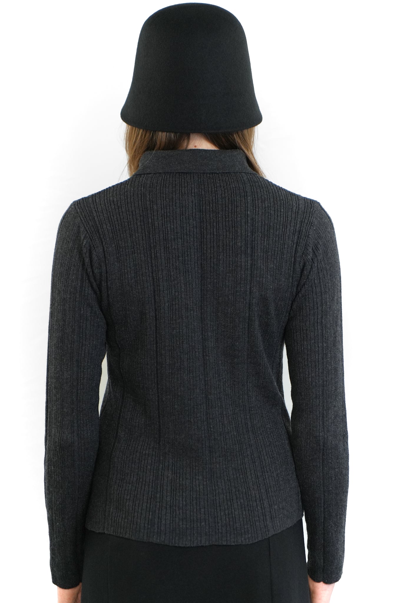 GREY KNITTED POLO SWEATER