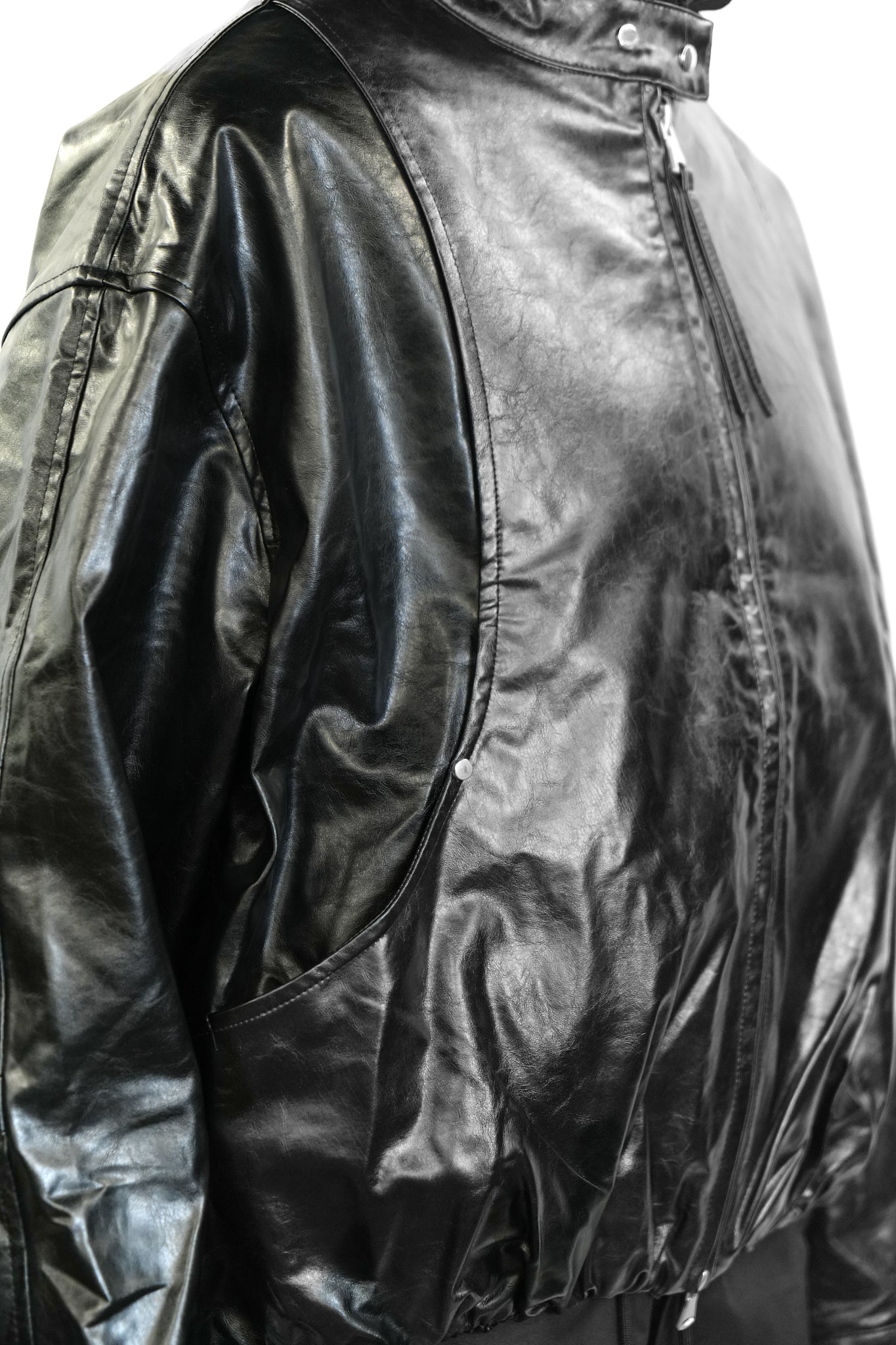 BLACK GLOSSY PU JACKET