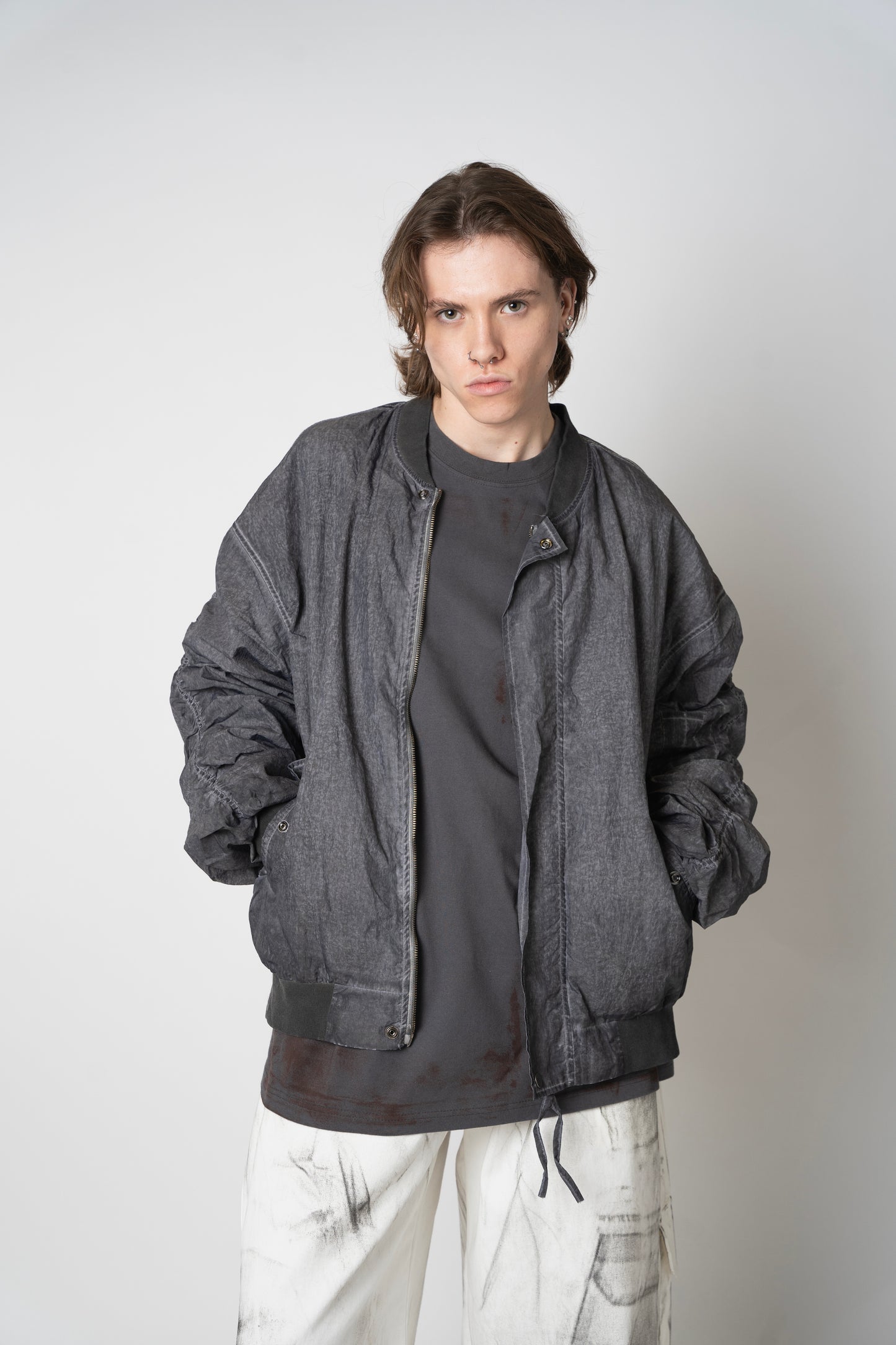 SHIRRING BOMBER JACKET