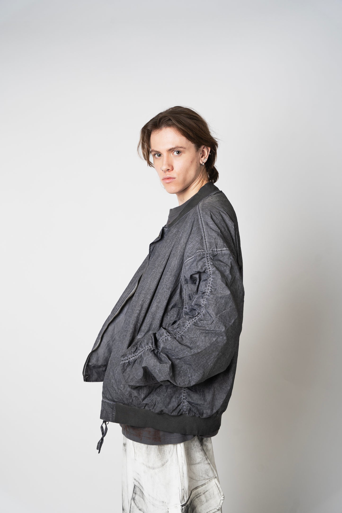 SHIRRING BOMBER JACKET