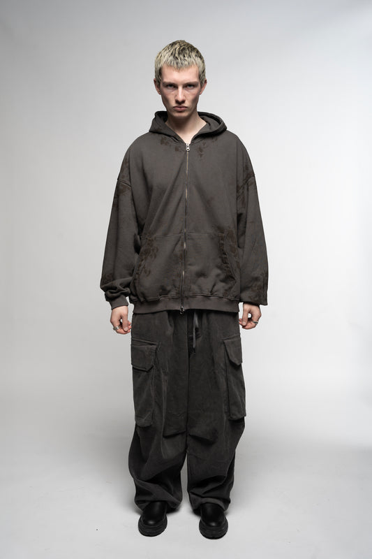 OVERSIZED ZIP UP HOODIE GREY