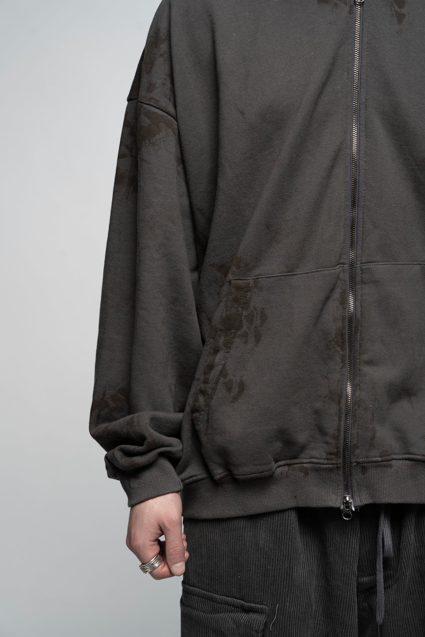 OVERSIZED ZIP UP HOODIE GREY