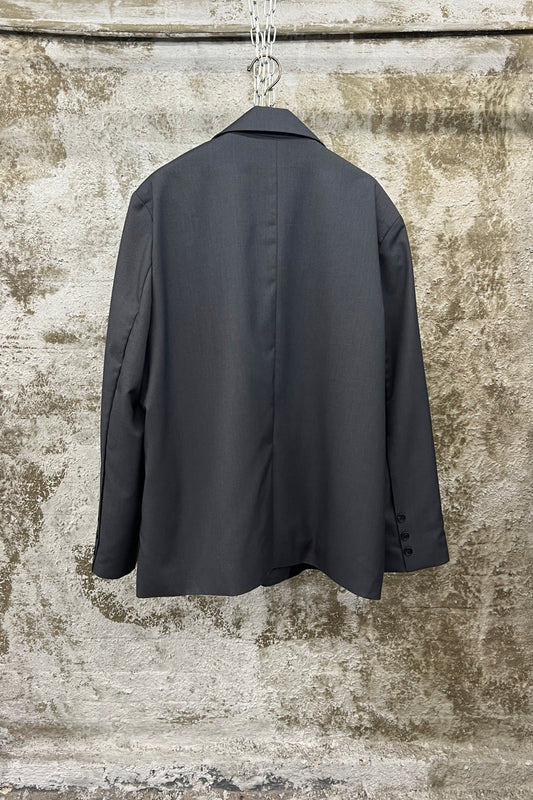 TEXTURED PANEL BLAZER — CHARCOAL GREY