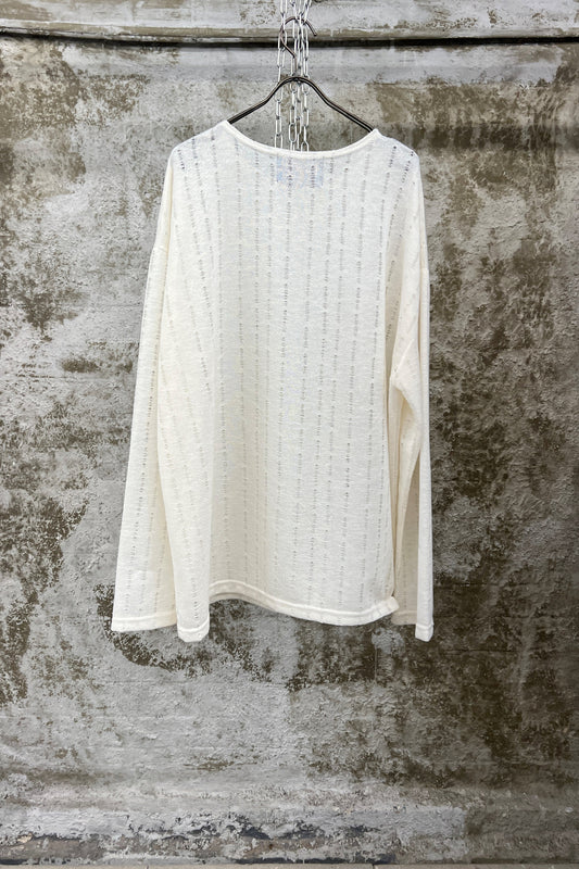 TEXTURED KNIT CREW — OFF-WHITE