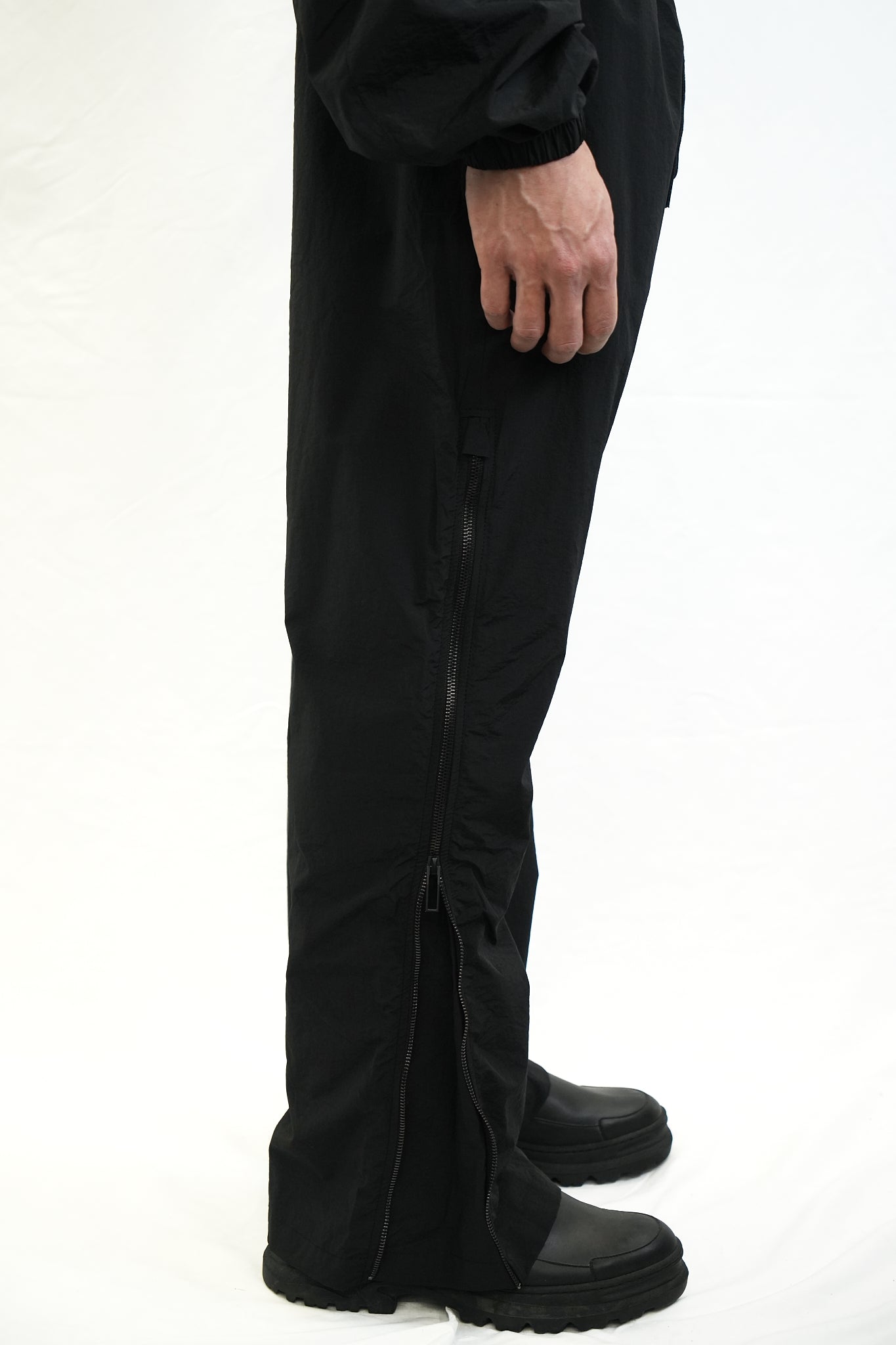 STRAIGHT-LEG TRACK PANTS WITH SIDE ZIPPERS BLACK