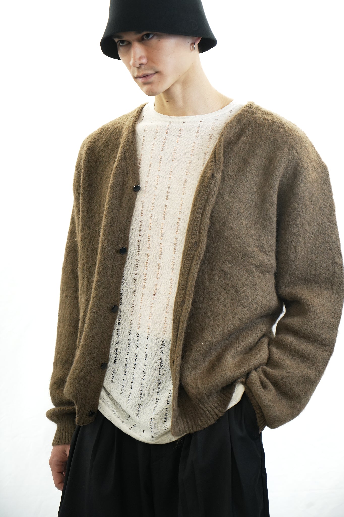 BROWN MOHAIR CARDIGAN