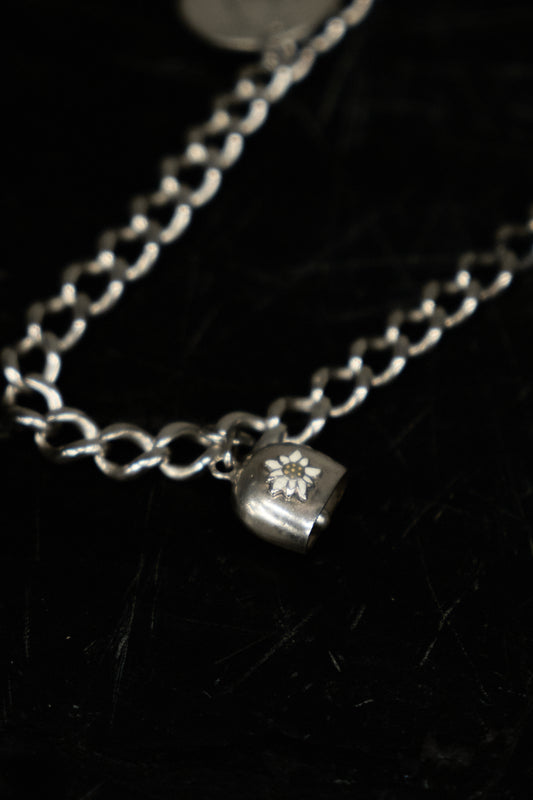 COWBELL CHARM ALBERT CHAIN — STERLING SILVER 925 (28G)