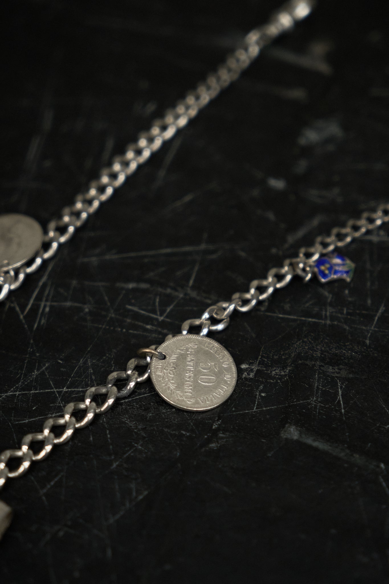 COWBELL CHARM ALBERT CHAIN — STERLING SILVER 925 (28G)