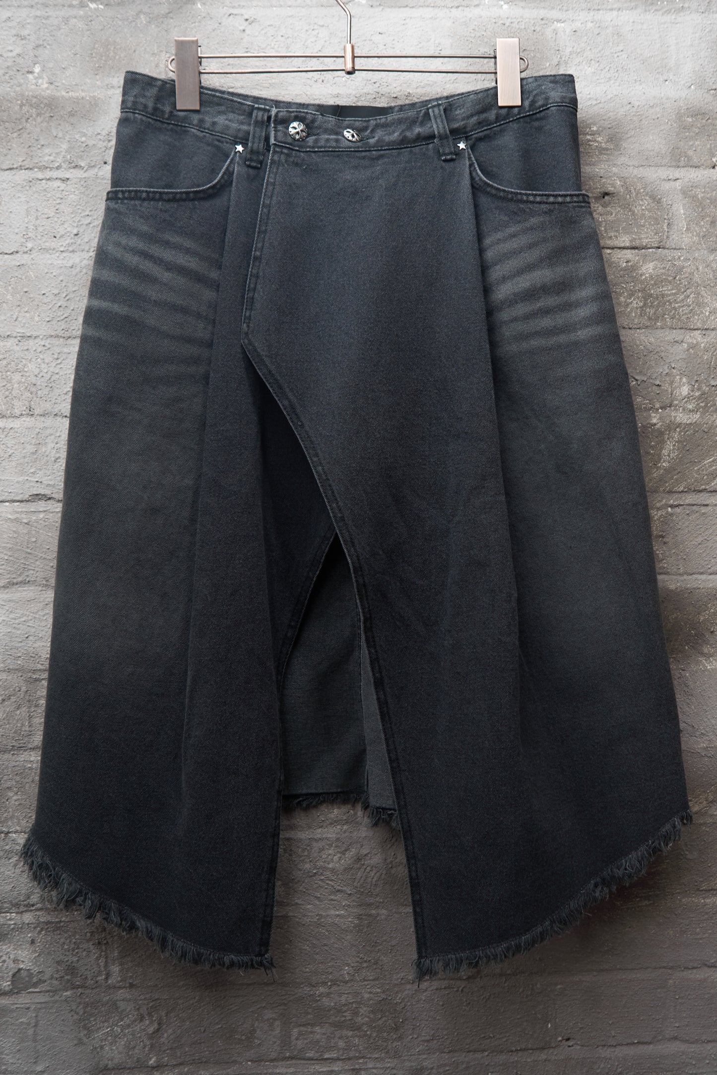 CROSS PANEL DENIM SKIRT