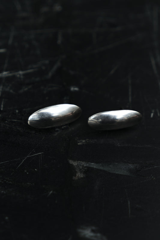 OVAL STUD EARRINGS — STERLING SILVER 925 (3G)