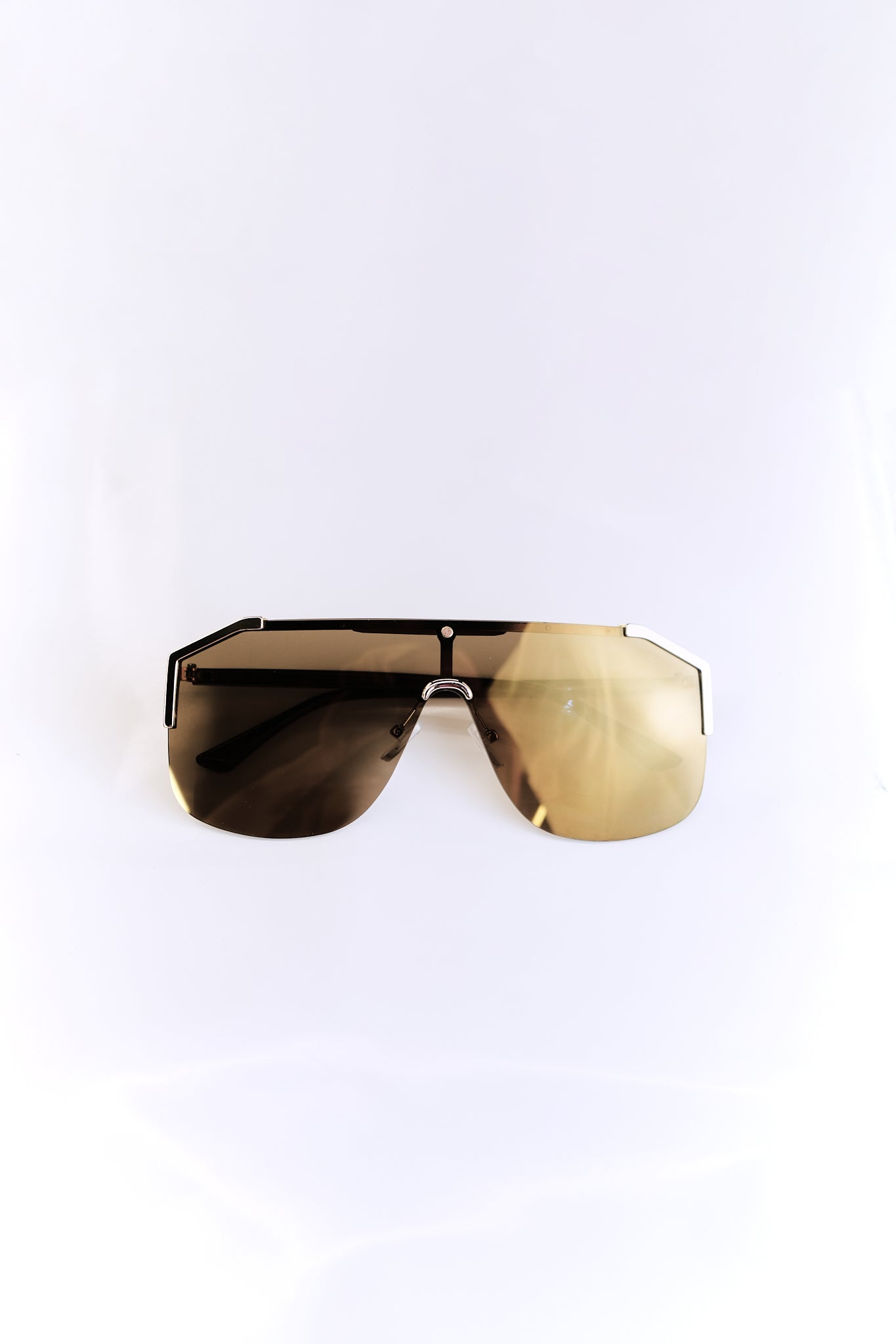 BROWN OVERSIZED SEMI-RIM SUNGLASSES