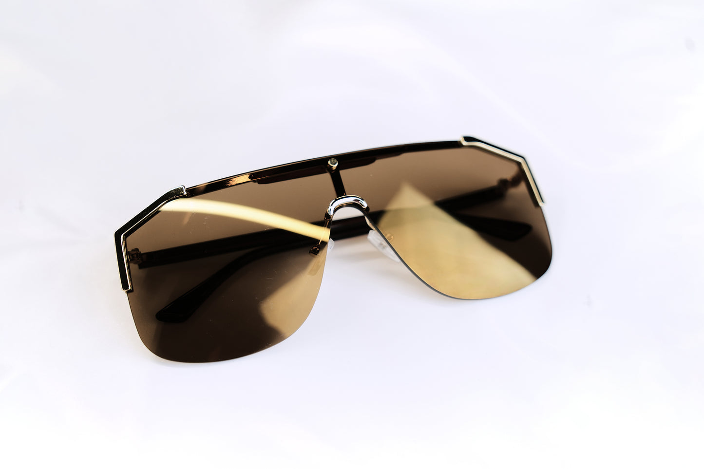 BROWN OVERSIZED SEMI-RIM SUNGLASSES