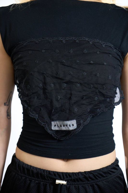 TIE-BACK MESH SCARF BLACK