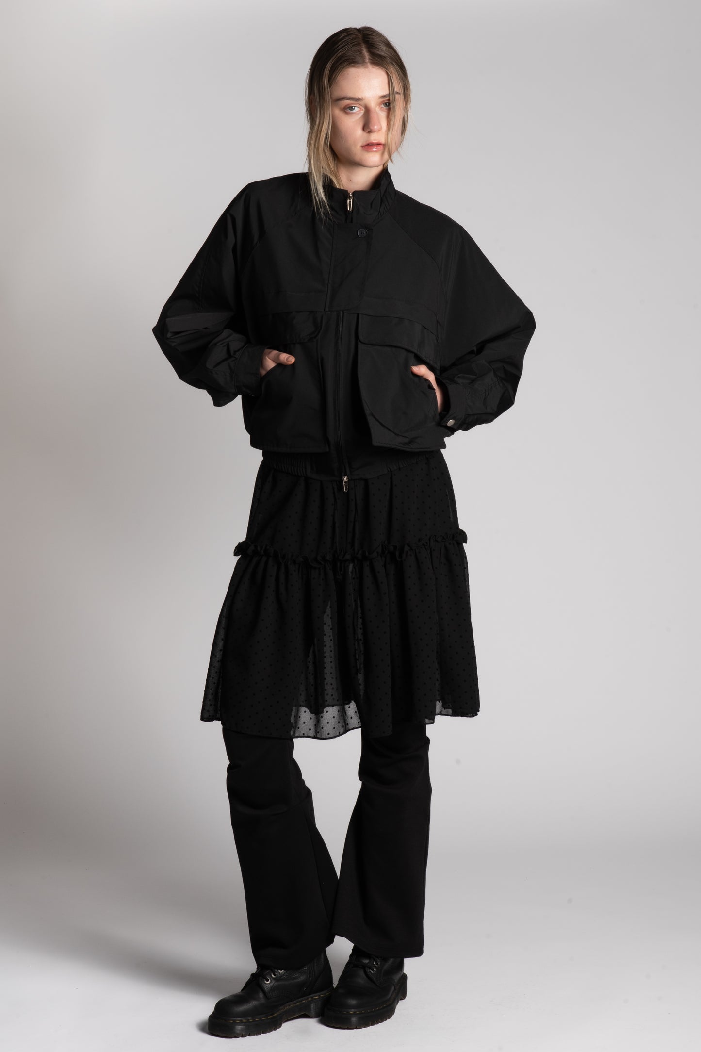 BLACK MESH DOTTED SKIRT