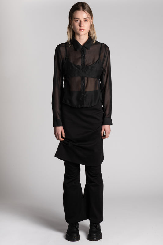 BLACK SHEER BLOUSE WITH BRA