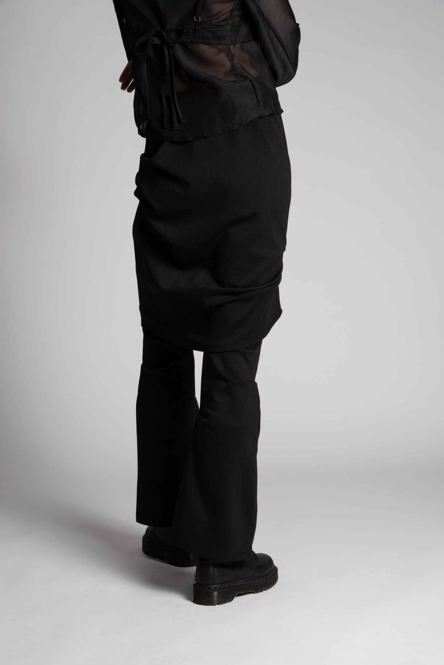 BLACK SKIRT LAYERED PANTS