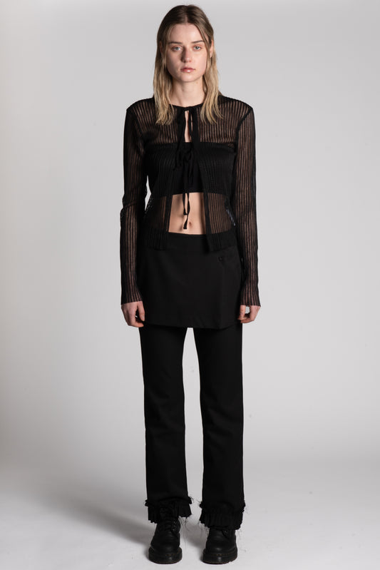 SHEER TIE FRONT CARDIGAN