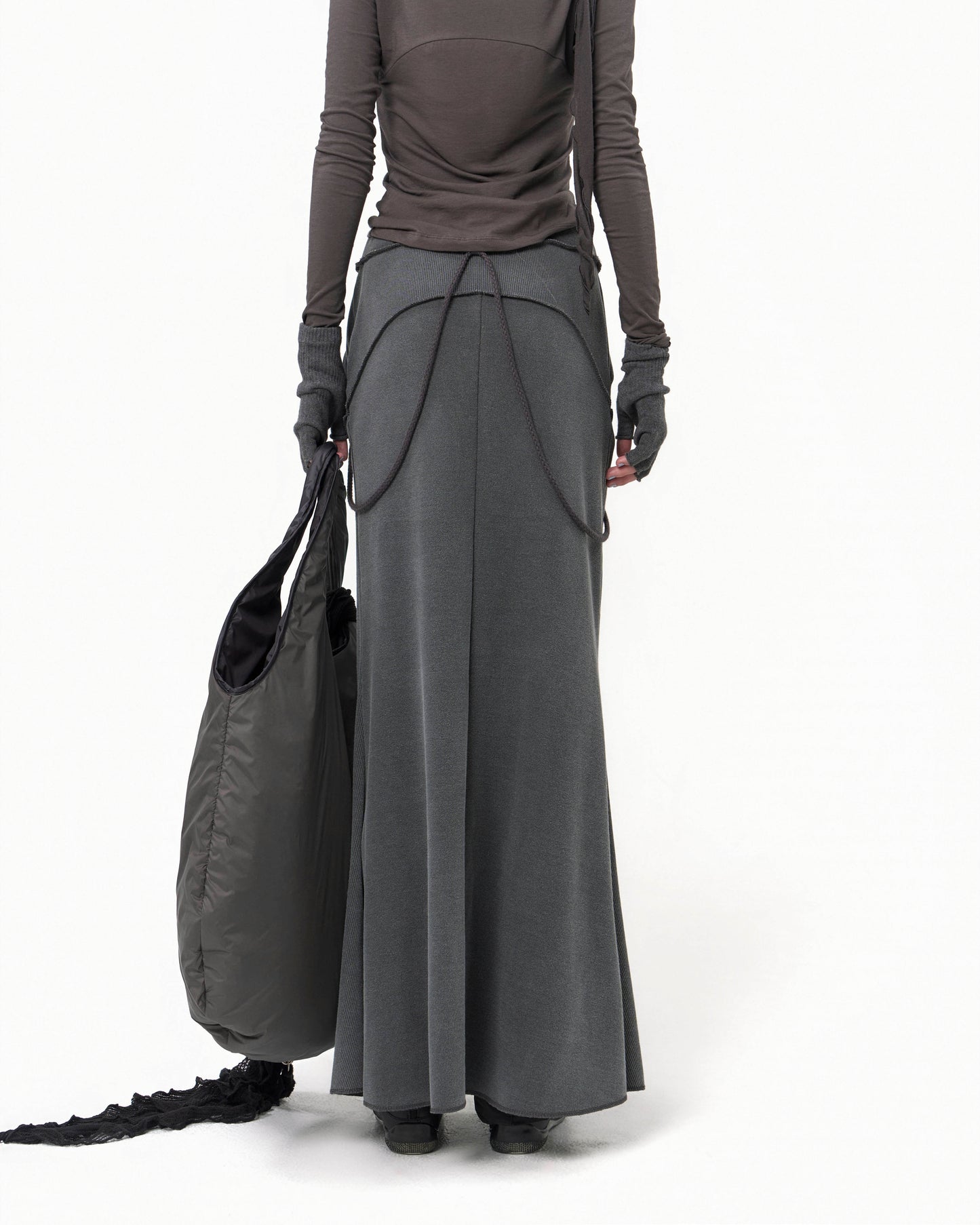 OJOS GRAPHIC MERMAID MAXI SKIRT CHARCOAL