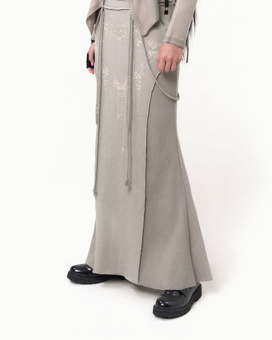 GRAPHIC MERMAID MAXI SKIRT GREY