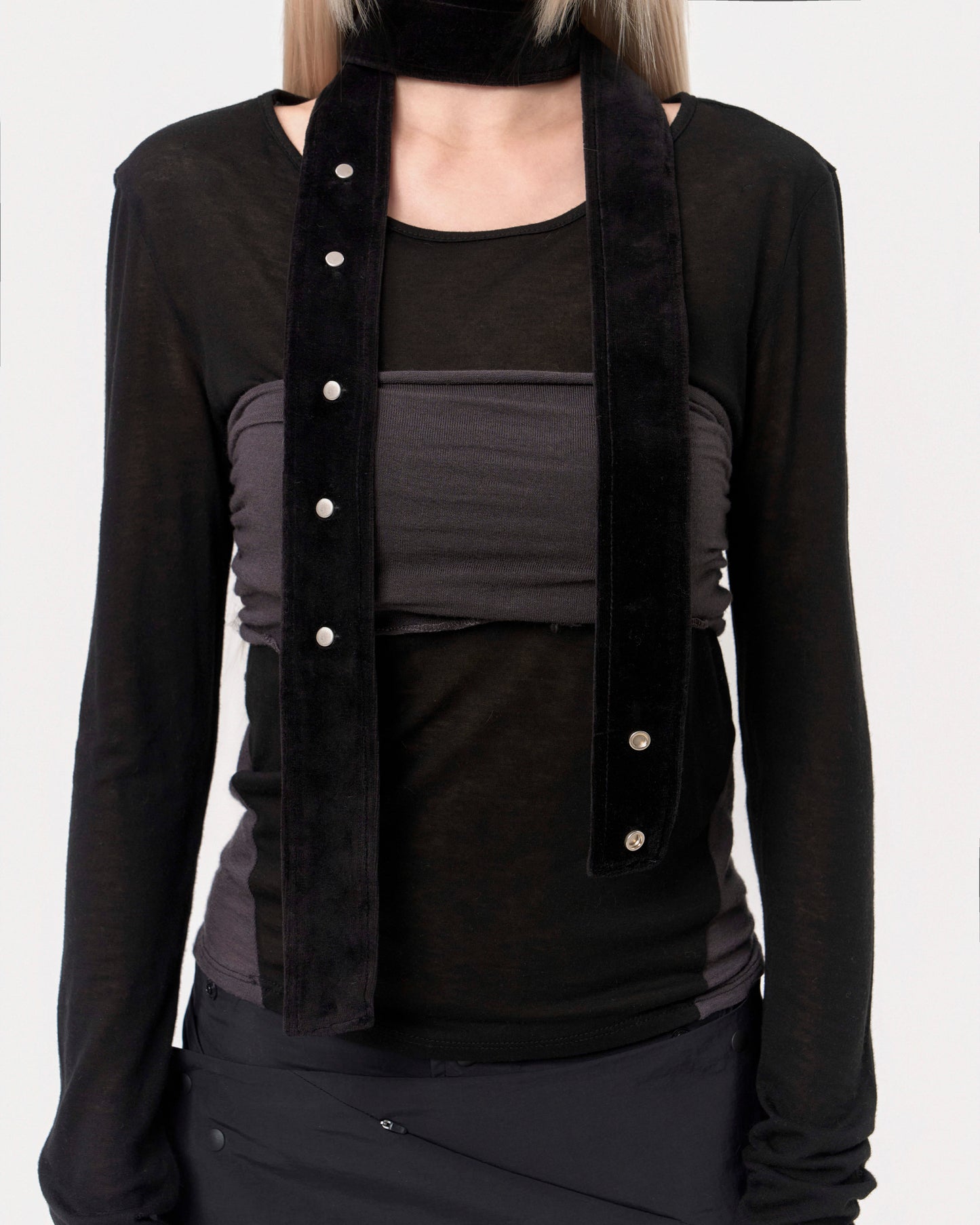OJOS TUBE TOP LAYERED T SHIRT BLACK