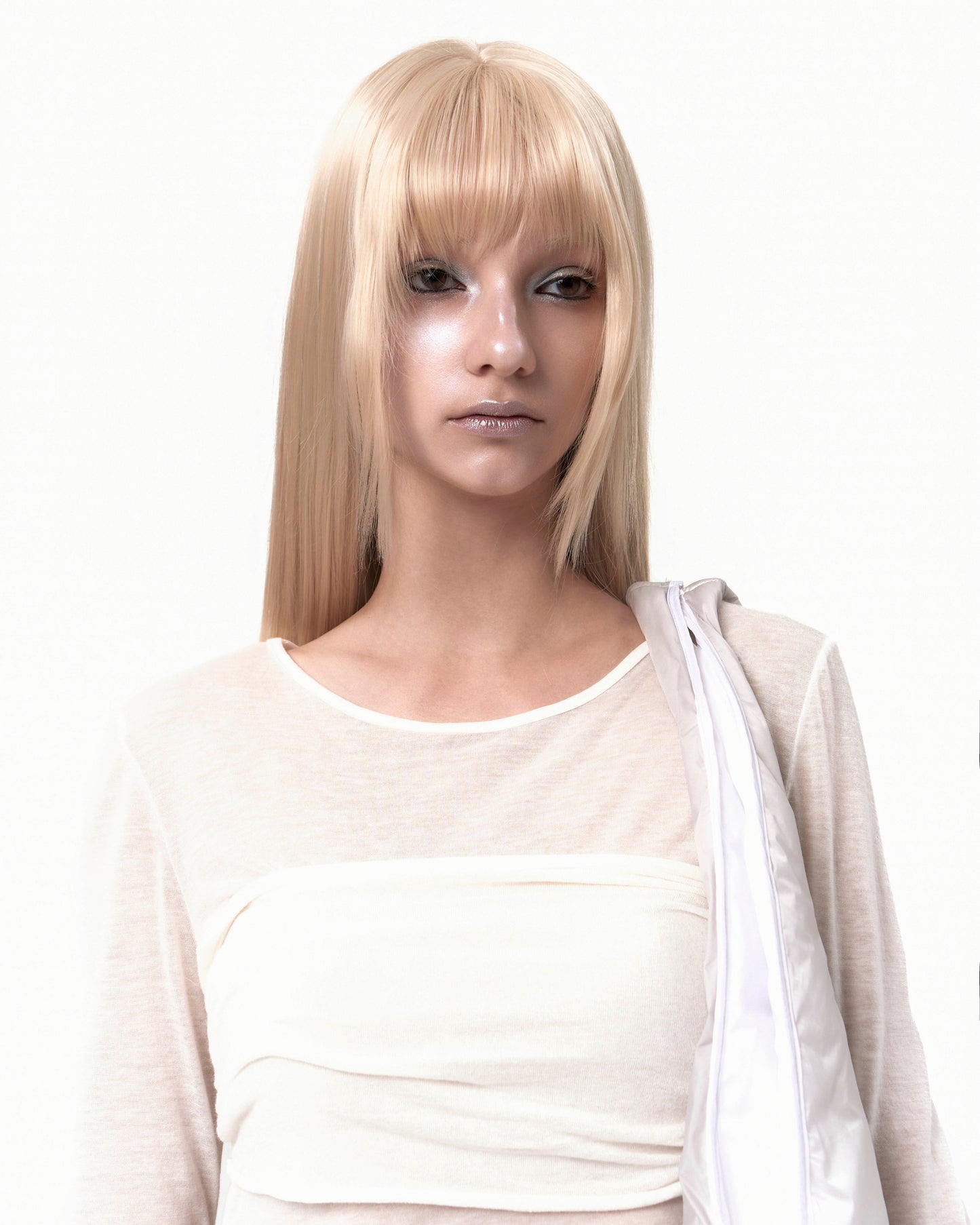 OJOS TUBE TOP LAYERED T SHIRT OFF WHITE