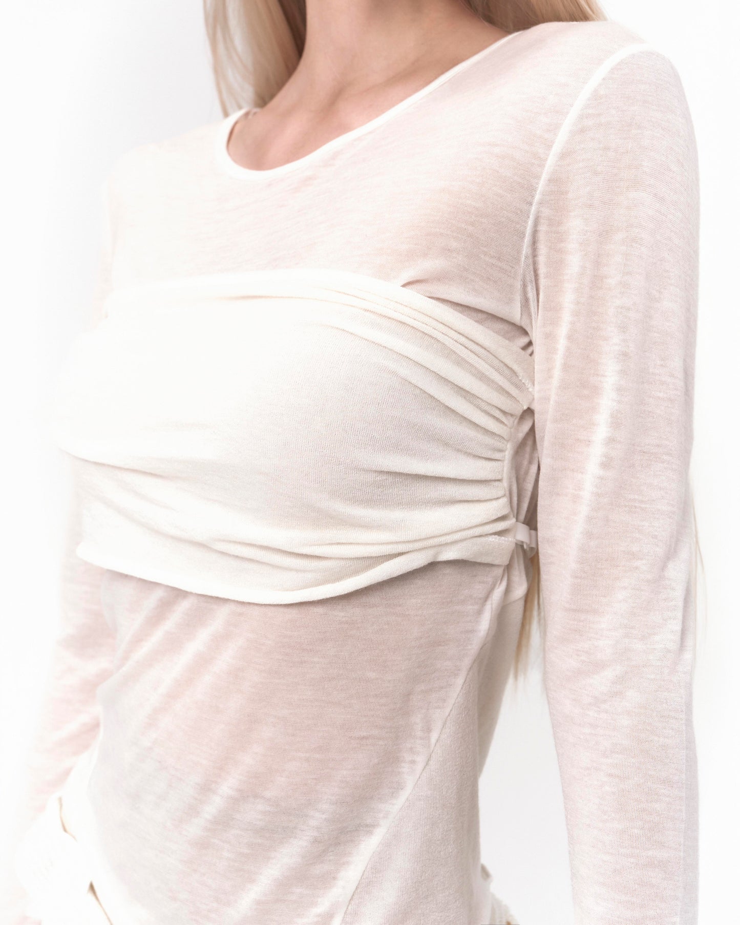 OJOS TUBE TOP LAYERED T SHIRT OFF WHITE