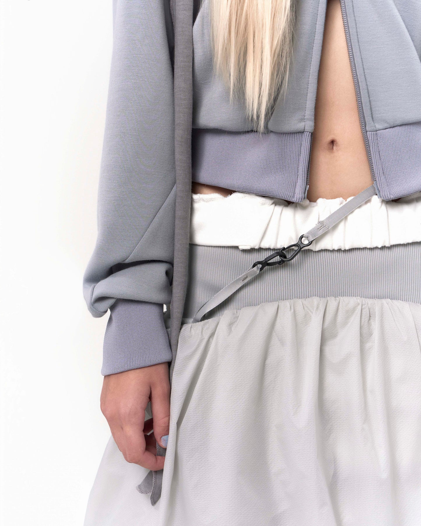 OJOS REVERSIBLE MIDI PADDED SKIRT GREY
