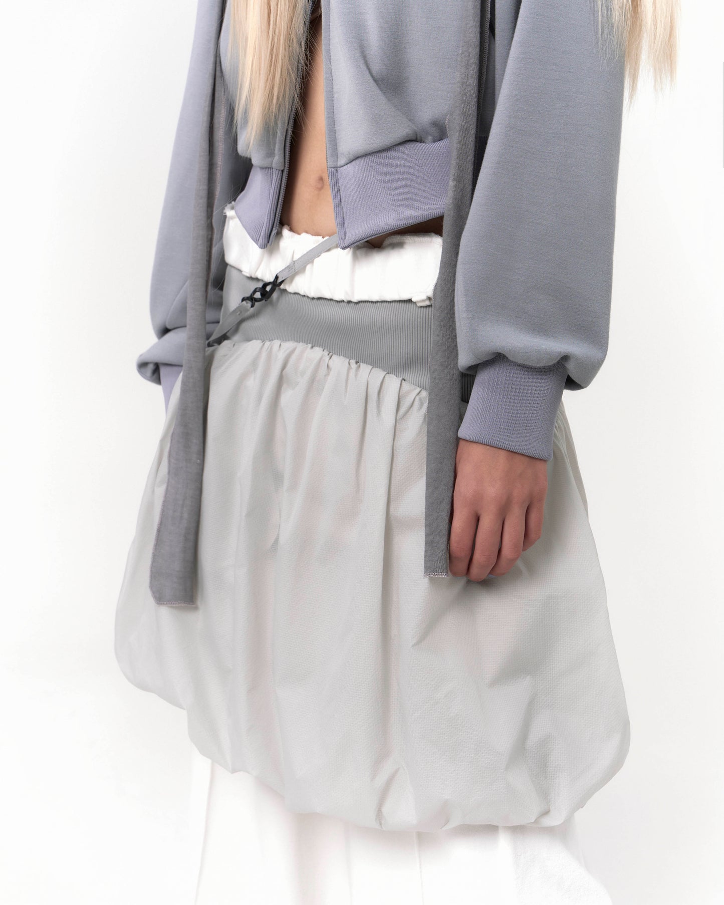 OJOS REVERSIBLE MIDI PADDED SKIRT GREY