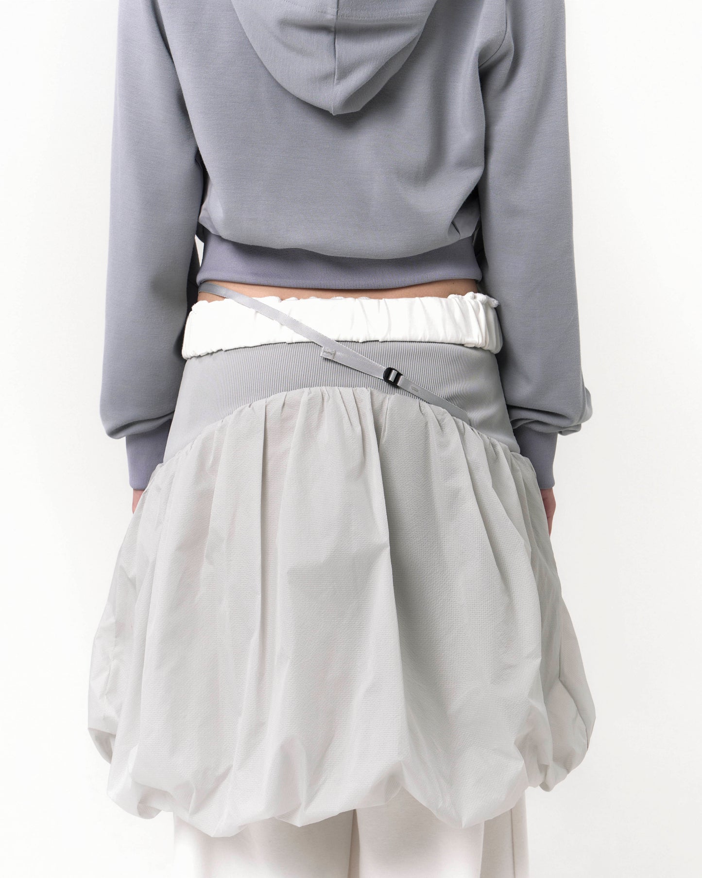 OJOS REVERSIBLE MIDI PADDED SKIRT GREY
