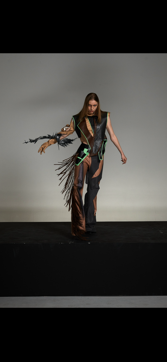 LEATHER PANEL TROUSERS