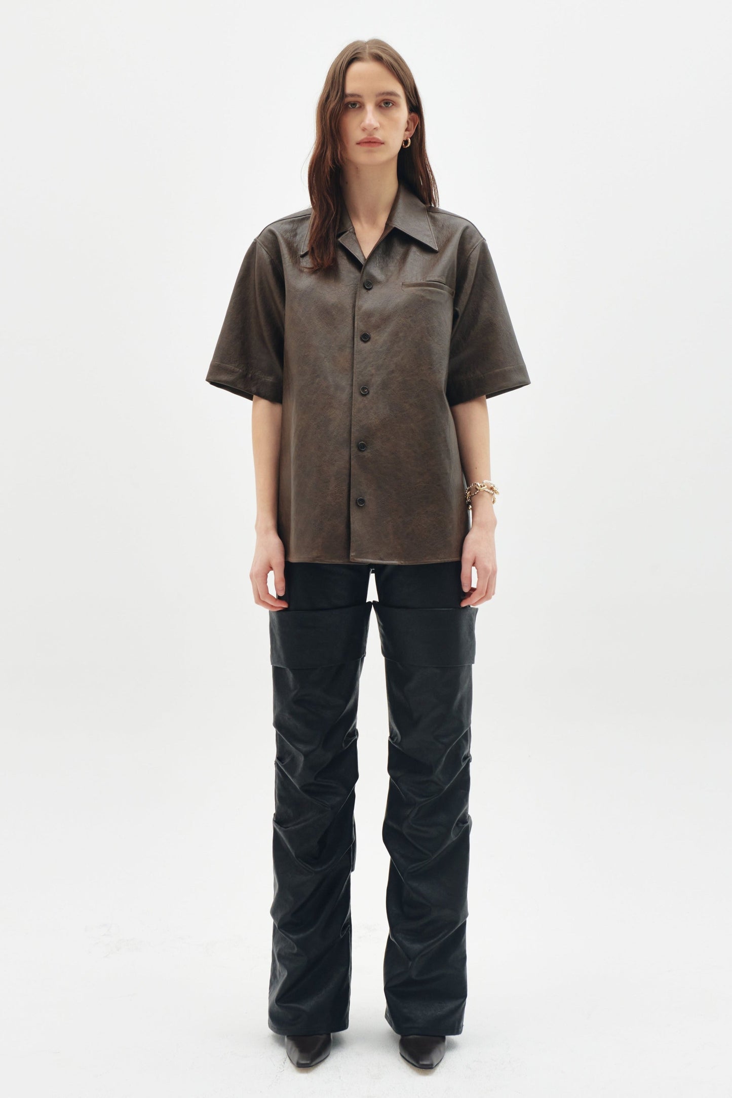 OCT31 FAUX LEATHER POCKET SHIRT