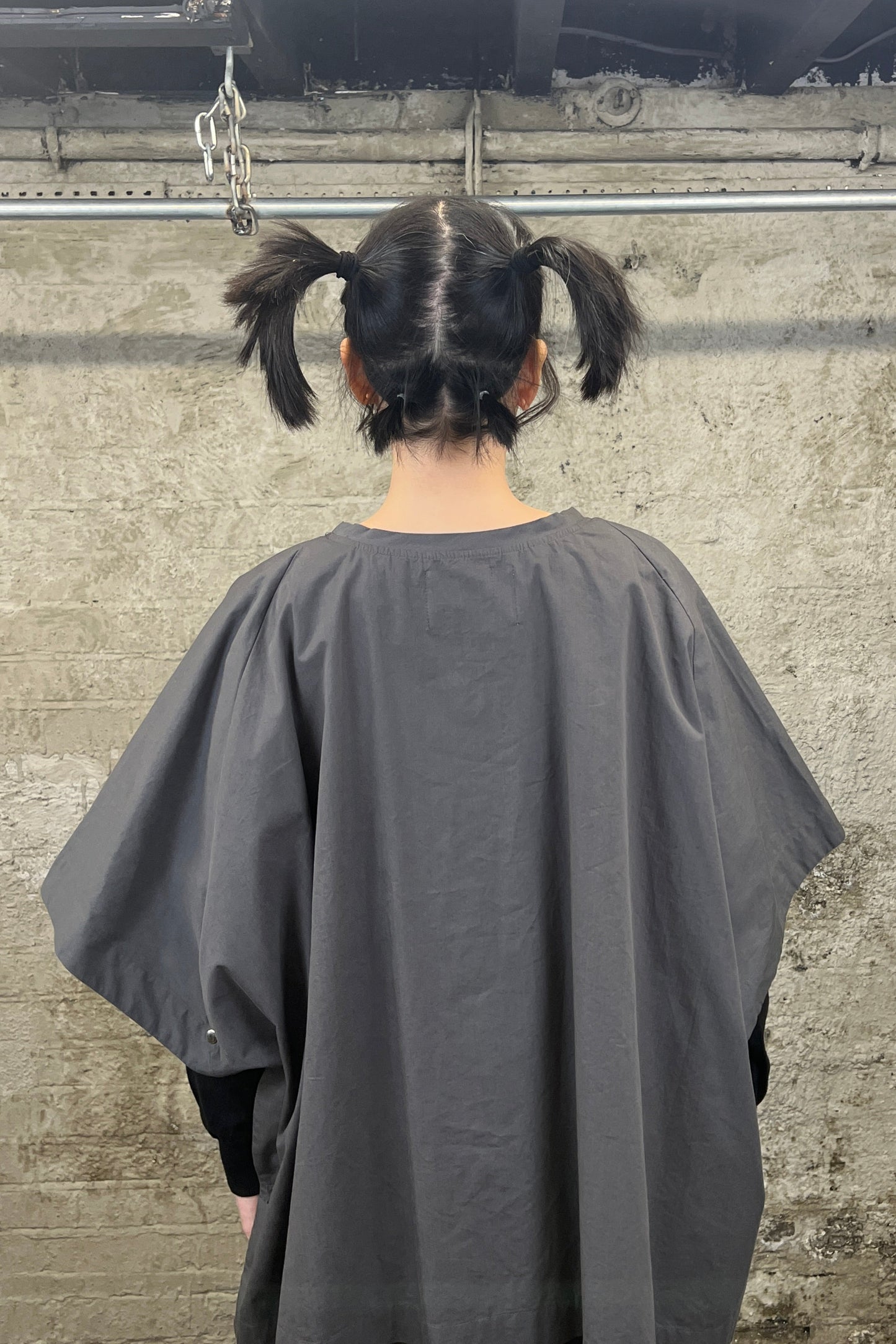 SQUARE PONCHO TOP CHARCOAL