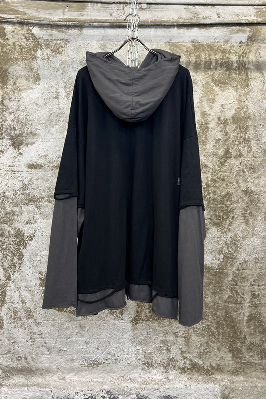 LAYERED DISTRESSED HOODIE