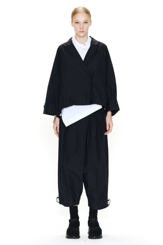 RECYCLED NYLON WIDE JACKET BLACK