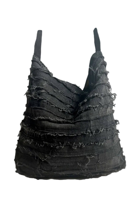 REVERSIBLE SLOUCH DENIM BAG BLACK