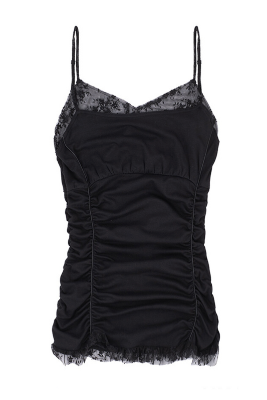 BAMBOO LACE SLEEVELESS TOP BLACK