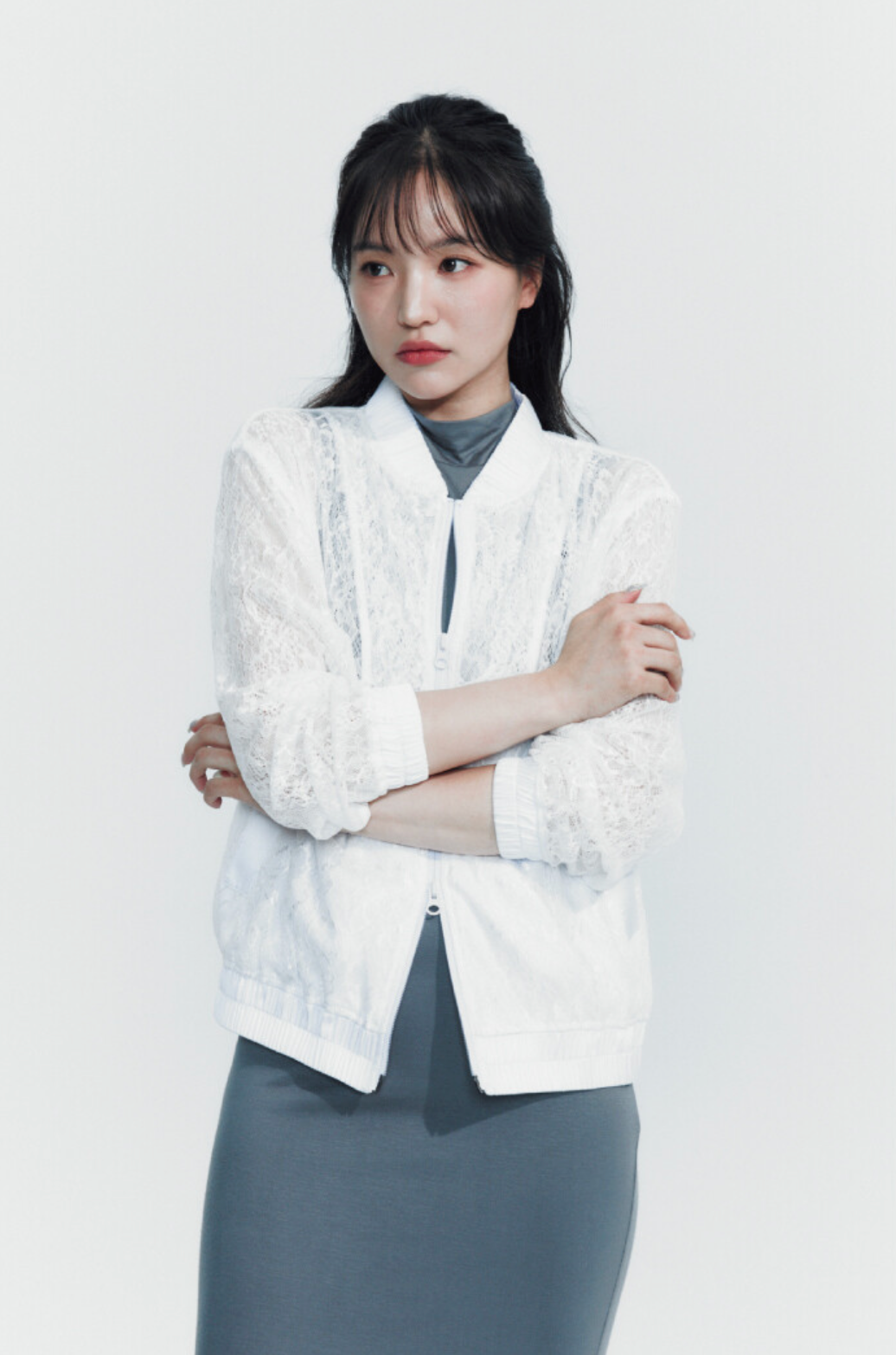 SHEER LACE BLOUSE JACKET WHITE
