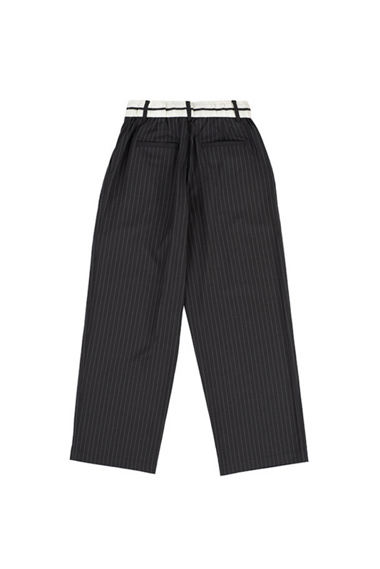 STRIPED WOOL BLEND PANTS